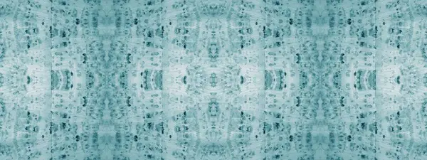 Cyan Ethnic Dyed Art Modrý Geometrický Bezešvý Sněhobílý Akvarel Azure — Stock fotografie
