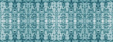 Cyan Kravat Boyası. Kar Halkı Petrol Fırçası. Cyan Etnik Süslemesi. Beyaz Zigzag Motifi. Azure Boyalı Kirli Sanat. Parlak Yağlı Boya Fırçası. Koyu renk ipek. Açık Suluboya Boyası