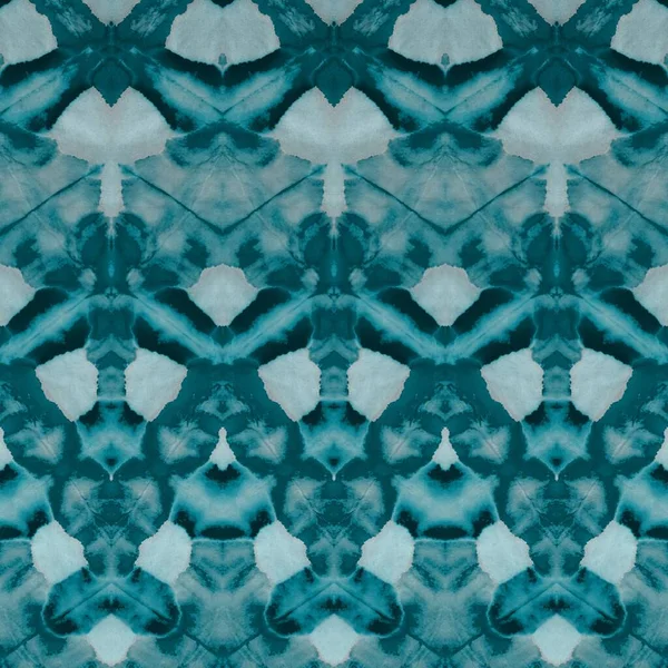 Arte Teñido Nieve Azul Batik Ice Winter Zigzag Azure Abstract — Foto de Stock