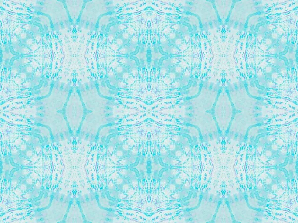 Niebieski Akwarela Boho Płytka Geometryczna Azure Tradycyjny Cyjan Zabarwiony Szczotka — Zdjęcie stockowe