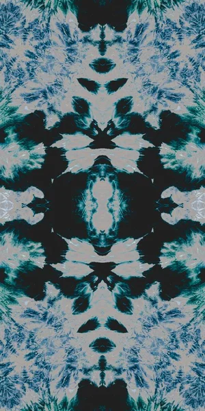 Azure Washed Tie Dye Coolt Geometriskt Upprepande Svart Snöig Smutsig — Stockfoto