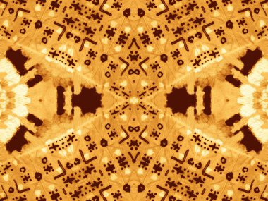 Kahverengi Geometrik Motif. Dye Batik 'i bağla. Altın soyut baskı. Kum Kova Boyası. Parlak Kağıt Boyası. Sarı Grafik Boyalı. Clay Fırça Boyası. Hasarlı Kirli Sanat Kanvası.