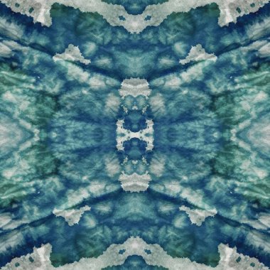 Mavi Etnik Boyalı Sanat. Beyaz Fırçalı Doku. Siyah Sembol Süslemesi. Cyan Tekrarlama Motifi. Gri Grungy Etkisi. Kış Renkli Sanat. Cool Folk Oil Ink. Gök Aquarelle dokusu