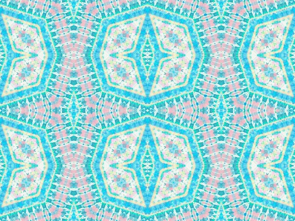 Aqua Graffiti Style Ikat Bürstenpapier Rosa Boho Folk Oil Tinte — Stockfoto