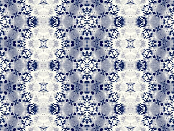Navy Tie Dye Grunge Indigo Shibori Stil White Folk Ölpinsel — Stockfoto