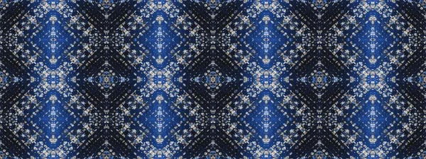 Blue Tie Dye Pattern Black Ethnic Ornament White Dyed Dirty — Stockfoto