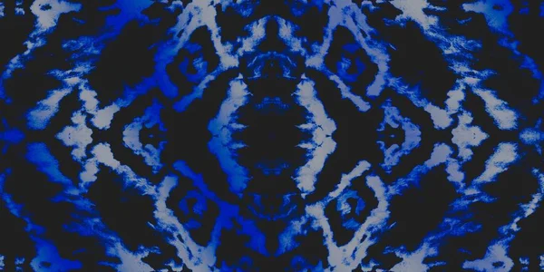 Black Washed Tie Dye Blue Ornamental Tile Night Snowy Artistic — Fotografia de Stock