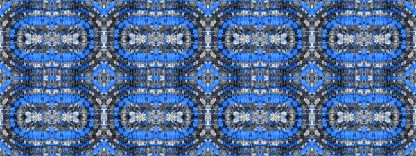 White Tie Dye Batik Blue Folk Oil Brush Dark Zigzag — стоковое фото