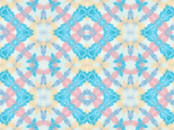 Blue Dirty Art Effect Rosa Ikat Ogee Tile Inchiostro Olio — Foto Stock