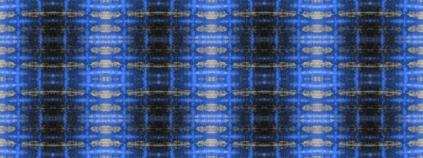 Azure Tie Dye Stripes Blauwe Folk Oil Brush Donkere Naadloze — Stockfoto