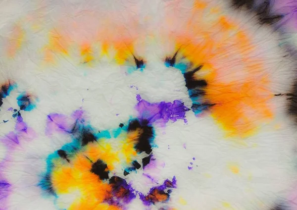 Beyaz Kravat Boyama Sanatı Pis Aquarelle Boya Fırçası Renkli Graffiti — Stok fotoğraf