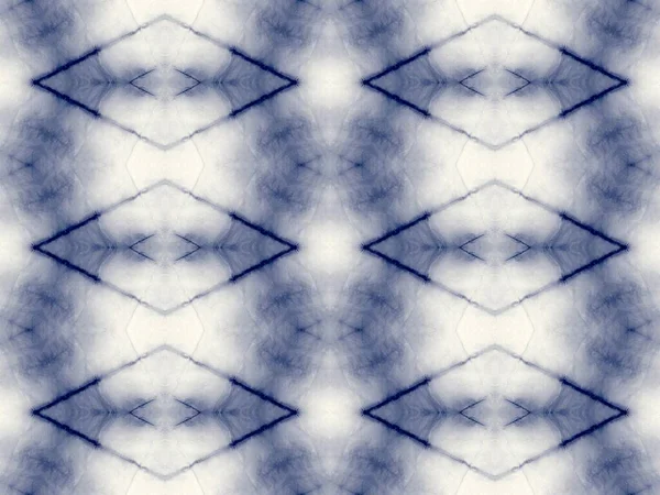 Blauwe Geverfde Stof Inkt Geverfd Denim Geborsteld Patroon Blauwe Geometrische — Stockfoto