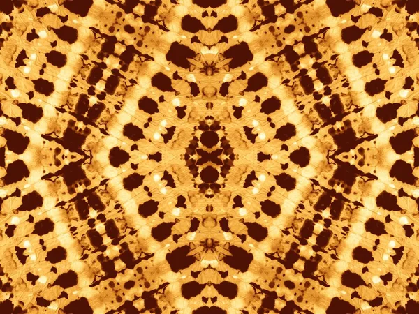 Ochre Ogee Motif Tie Dye Batik Brown Abstract Aquarelle Textura — Foto de Stock