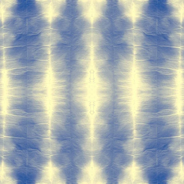 Blaugefärbte Stoffkunst Meeresgeometrisches Ornament Indigo Grungy Effekt White Abstract Paintbrush — Stockfoto