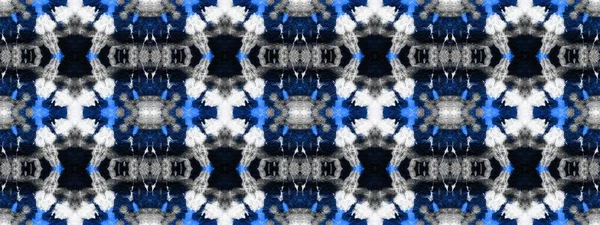 Azure Tie Dye Art Navy Brushed Silk Navy Geometric Repeat — Stock Photo, Image