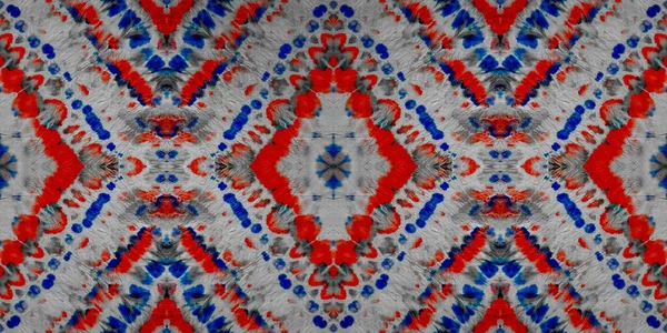 Blue Tie Dye Stripes Rose Ethnic Seamless Red Artistic Canva — стокове фото