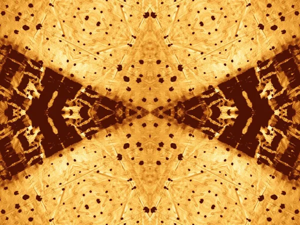 Kahverengi Tekrarlama Motifi Boyalı Bayrak Altın Kova Boyası Çay Suluboya — Stok fotoğraf
