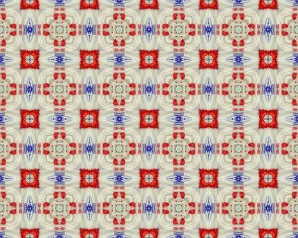 Flower Ikat 측정학의 파키스탄의 아랍어 러스틱 스페인어 Geometric Batik Tile — 스톡 사진