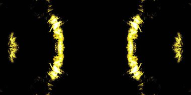 Sarı Yağlı Kağıt. Parlak kravat boyası çizgileri. Parlak Suluboya. Geleneksel Ateş Boyası. Siyah Soyut Kova. Altın fırçalı kumaş. Gece Huysuzluğu Etkisi. Boşluk Etnik Motifi.