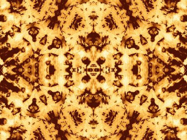 Ochre tekrar ediyor. Kravat boyası. Altın Kova Boyası. Halk Kova Dokusunu. Kahve fırçalı kağıt. Kahverengi Graffiti Grunge. Hafif Fırça Boyası. Parlak Boyalı Kirli Sanat.