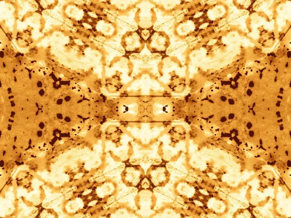 Brown Ornamental Tile Tie Dye Print Жовтий Жовтогарячий Фарб Bokeh — стокове фото