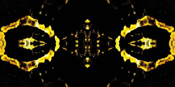 黄色的画笔 火热的领带染料设计 喷出摘要打印 光泽粗糙的艺术印刷品 黑暗抽象纹理 黑纸油漆 太空艺术卡瓦 黄金几何图形桩 — 图库照片