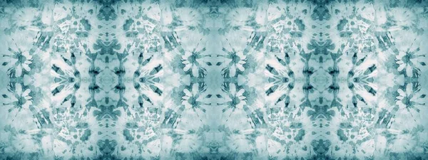 ホワイトタイ染料テクスチャ ブルー モダン Cyan Broshed織物 ライトフォークオイルブラシ 明るい繰り返しパターン 雪の幾何学的な繰り返し キャン ダーティ — ストック写真
