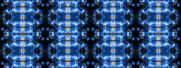 Witte Stropdas Dye Banner Azure Geometrische Chevron Denim Vuile Aquarel — Stockfoto
