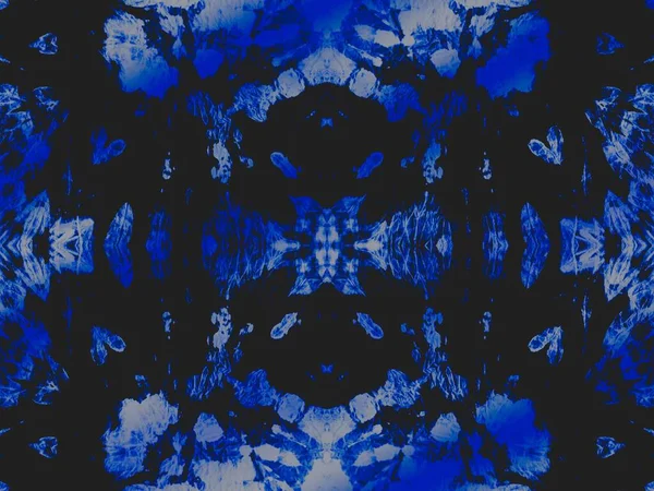 Schwarz Gefärbte Art Batik Blaue Wiederholungsstreifen Danim Cold Grunge Darkness — Stockfoto