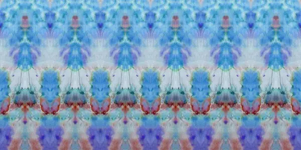 Cool Blue Tie Dye Art Xmas Colorido Zigzag Textura Aquarelle — Fotografia de Stock