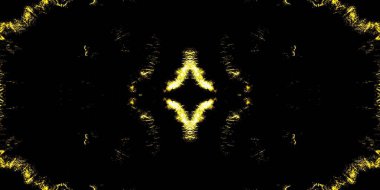 Sarı Fırçalı İpek. Alevli kravat boyası çizgileri. Metalik soyut boya fırçası. Duvar yazısı tarzında ateş edin. Siyah suluboya baskı. Koyu Yağlı Kağıt. Altın Boyalı Kirli Sanat. Uzay Geometriği Tekrarla.