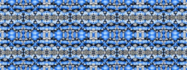 Niebieski Barwnik Etniczny Azure Ethnic Bez Szwu Szary Brudny Art — Zdjęcie stockowe