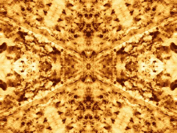 Ochre Ogee Motif Tie Dye Seamless Impresión Abstracta Amarilla Folk —  Fotos de Stock