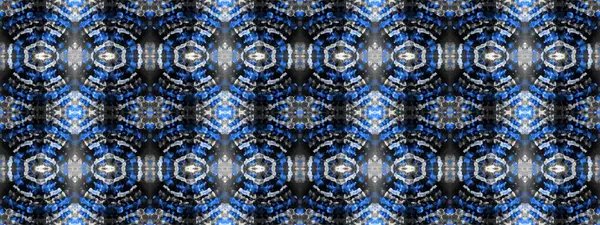 Blue Tie Dye Art Denim Brushed Paper Dark Chevron Ornament — ストック写真