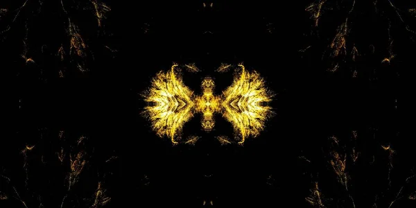 黄褐色の絹 火は死のバティックを結ぶ スパークル アブストラクトアクエレル グローグラフィティスタイル 夜の水彩画 宇宙油ブラシ ダークダーティアートスタイル ゴールド幾何学的な繰り返し — ストック写真