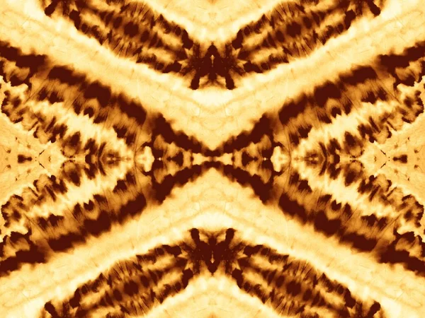 Oro Sin Costura Zig Jalá Tie Dye Batik Brown Abstract — Foto de Stock