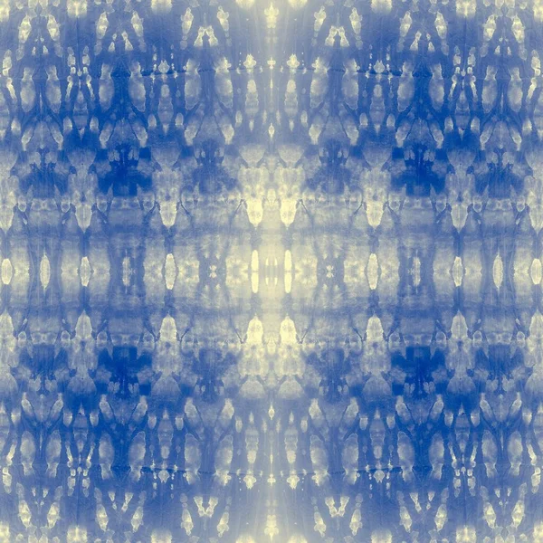 Marinho Tie Dye Seamless Blue Ogee Motif Estilo Arte Suja — Fotografia de Stock