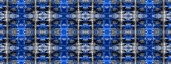 Blue Washed Tie Dye White Brushed Paper Black Seamless Zig — Stock Fotó