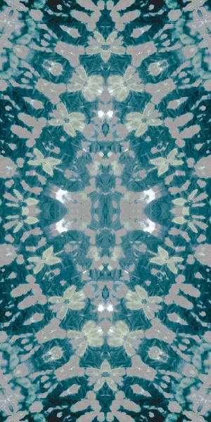 Night Dyed Art Batik Cyan Chevron Ornament White Frost Grungy — Stock Photo, Image