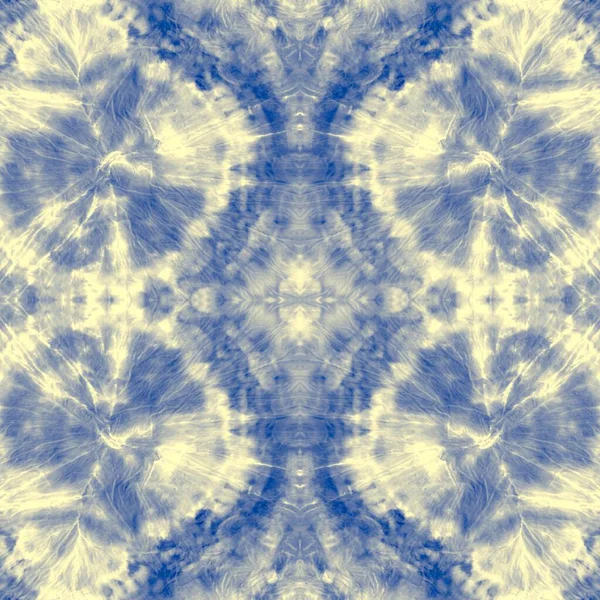 Arte Tecido Tingido Azul Telha Geométrica Marinha Amarelo Bagunçado Aquarela — Fotografia de Stock