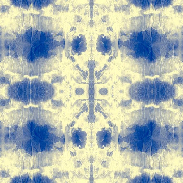 Blue Dyed Fabric Art Sky Ornamental Tile Indigo Dirty Art — Stock Photo, Image