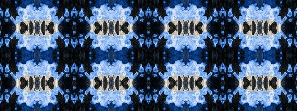 Azure Tie Dye Banner Blue Pinsel Paint Vorhanden Graue Zierfliese — Stockfoto