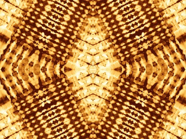 Gold Telha Ornamental Tie Dye Artístico Tinta Aquarela Amarela Clay — Fotografia de Stock