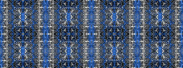 Grigio Cravatta Tinta Modello Ornamento Geometrico Blu Black Dirty Art — Foto Stock