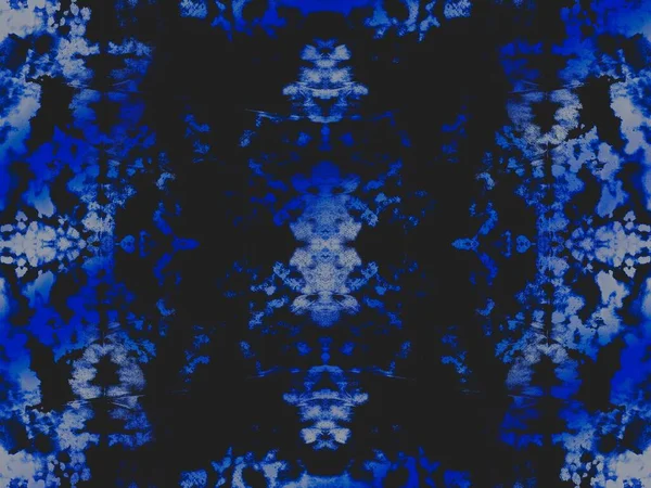 White Tie Dye Design Blue Repeating Motif Black Cold Space — Stock Fotó