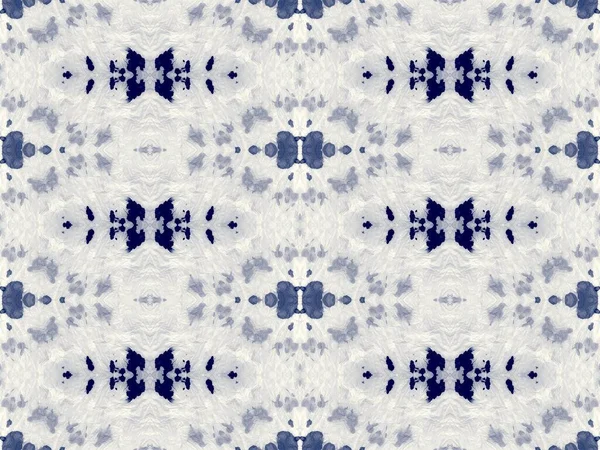 Blauwe Stropdas Dye Batik Wit Geometrische Herhaal Navy Dirty Art — Stockfoto