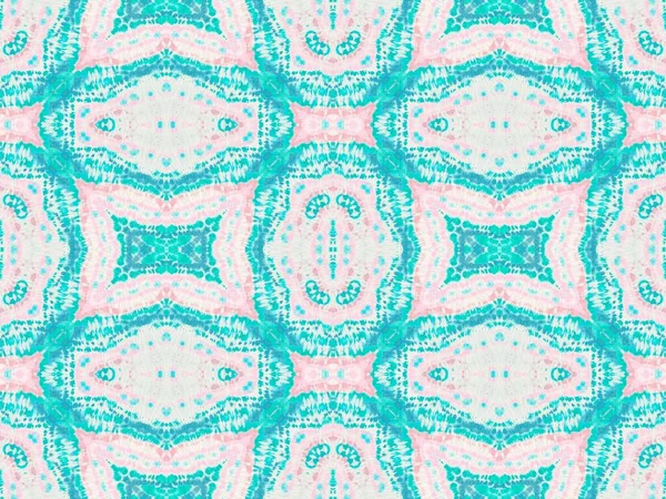 ピンク Ikat Canva アクア幾何学的タイル イエローブルーフォークオイルブラシ ホワイト 幾何学的装飾 アクア トラディショナル デッド — ストック写真