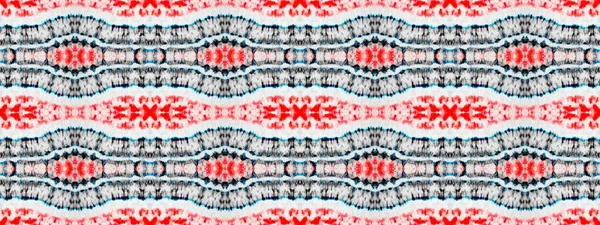Rood Naadloze Zigzag Gekleurde Stropdas Dye Batik Artistieke Canva Witte — Stockfoto