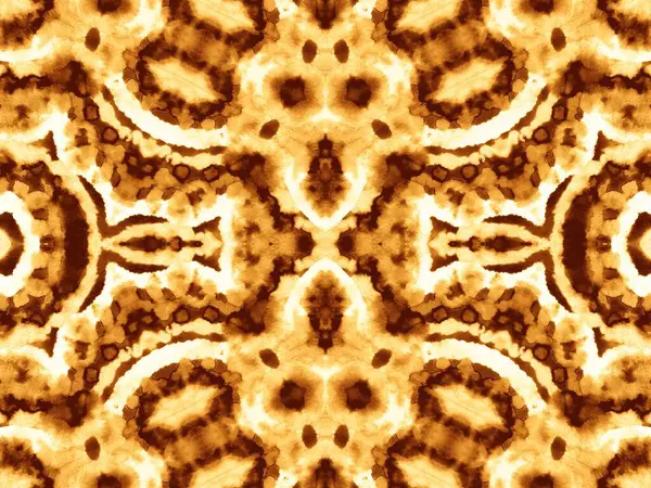 Repetição Geométrica Ochre Tie Dye Pattern Textura Aquarelle Amarela Textura — Fotografia de Stock