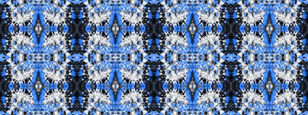 Modrá Kreativní Kravata Denim Ethnic Seamless Šedé Špinavé Pozadí Azure — Stock fotografie